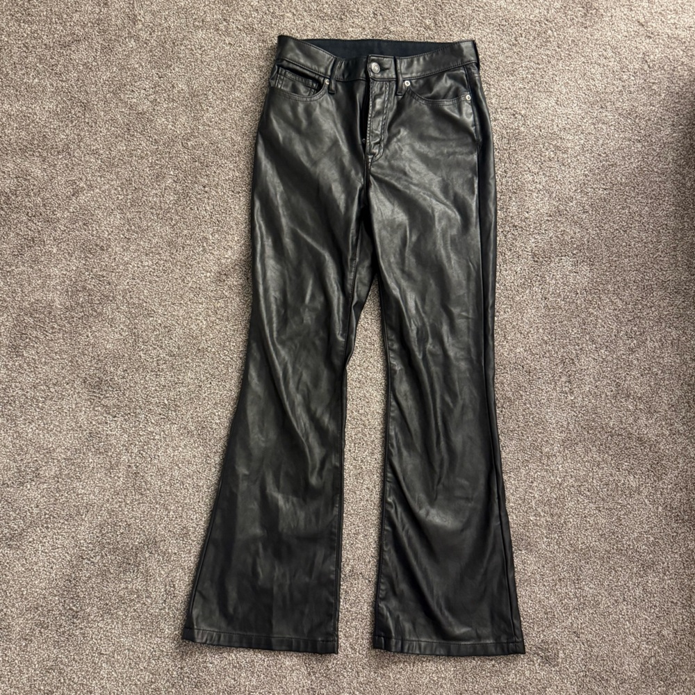 GAP Black Faux Leather Boot Cut Pants